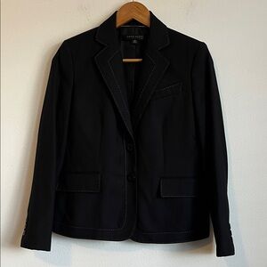 Anne Klein Black Blazer with White Stitching Size‎ 4 Petite